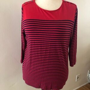 CHAPS Red & Navy Stripe Top
